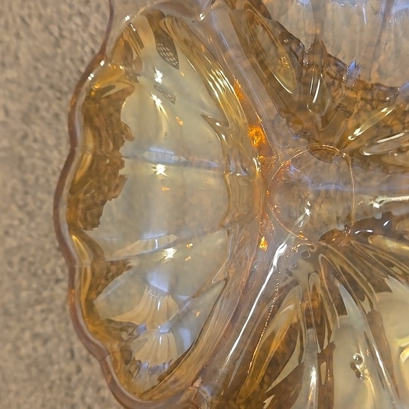 Vintage 1940s Jeanette 3 Leaf Clover Carnival Glass Relish Tray Trinket Candy - Picture 5 of 5